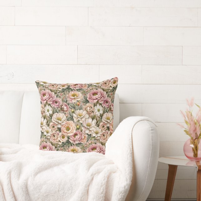 Dusty Mauve & White Roses Kissen (Liege)
