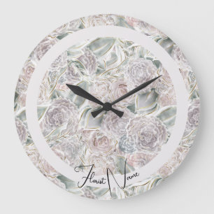 Dusty Mute Floral Cottagecore, Shop oder Zuhause Große Wanduhr