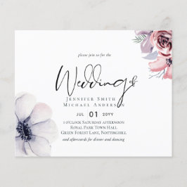 Dusty Navy Blue Coral Floral Script Hochzeitsbudge