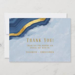 Dusty Navy Blue & Gold Agate Merci Cartes