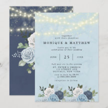 Dusty Navy Blue Peony Country Lights Hochzeit