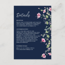 Dusty Navy Blue Pink Hibiskus Bloom Polterabend Begleitkarte