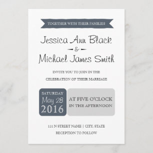 Dusty Navy & Grey   Invitation de mariage