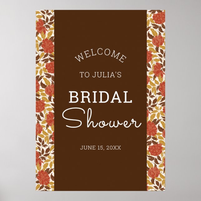 Dusty Orange Peony Blume Fall Brautparty Poster (Vorne)