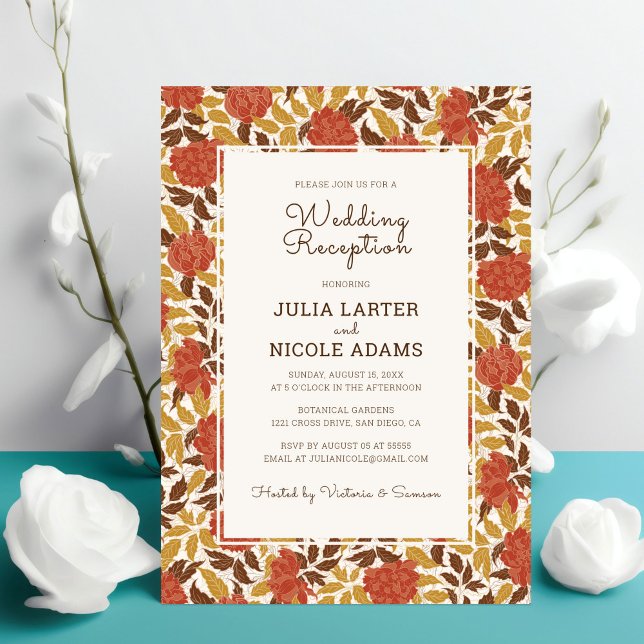 Dusty Orange Peony Blume Hochzeit im Herbst Empfan Einladung (Von Creator hochgeladen)