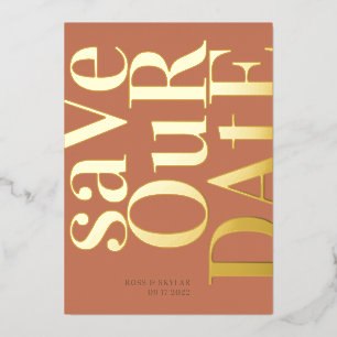 Dusty Orange Terracotta Save the Date Folieneinladung