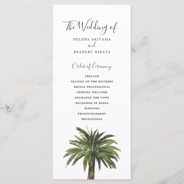 Dusty Palms | Hochzeitsprogramm Programm (Vorderseite)