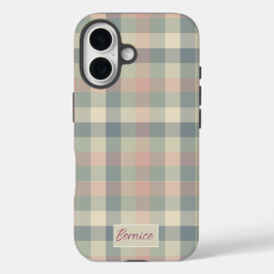 Dusty Pastel Karos iPhone 16 Hülle