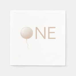 Dusty Peach Balloon Modern First Birthday Party Serviette