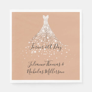 Dusty Peach Gold Confetti Diamond Dress Serviette