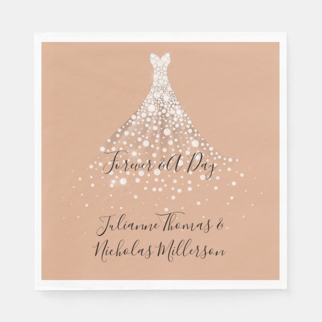 Dusty Peach Gold Confetti Diamond Dress Serviette (Vorderseite)