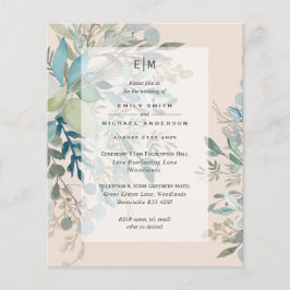 Dusty Peach Sage Wedding Ceremony Empfang Einladun Flyer