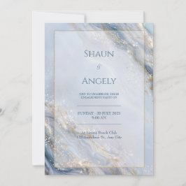 Dusty Periwinkle Gold Foil Marble Wedding Einladung