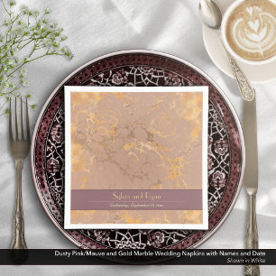 Dusty Pink and Gold Marmor Wedding Serviette