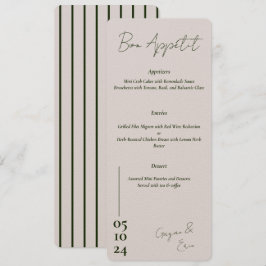 Dusty Pink and green Letter Wedding Menü Menükarte