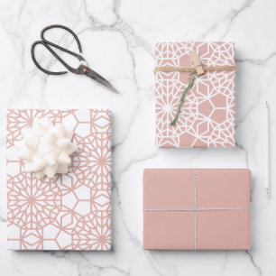Dusty Pink Arabesque Geometric Pattern Geschenkpapier Set
