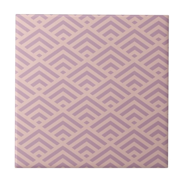 Dusty Pink Art Deco Diamant Muster Fliese (Vorderseite)