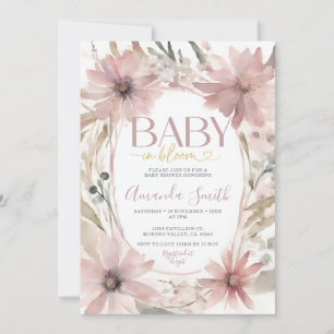 Dusty Pink Baby in Bloom Blume Girl Baby Dusche Einladung