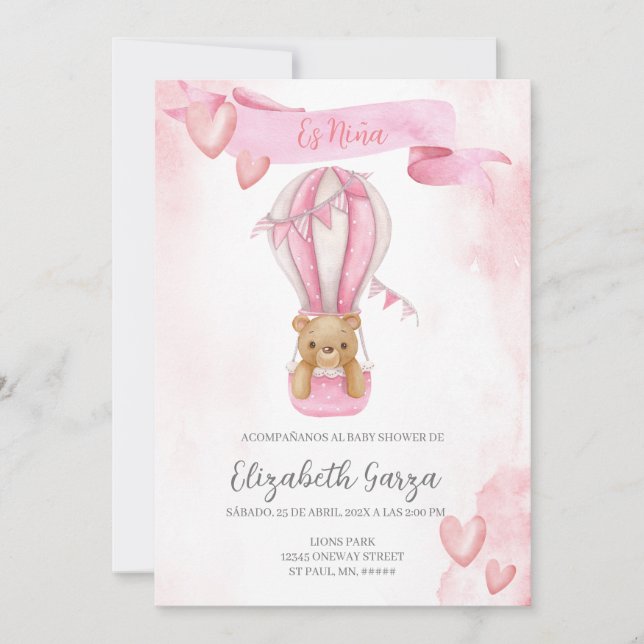 Dusty Pink Baby Shower Einladungsbanner für Mädche Einladung (Vorderseite)