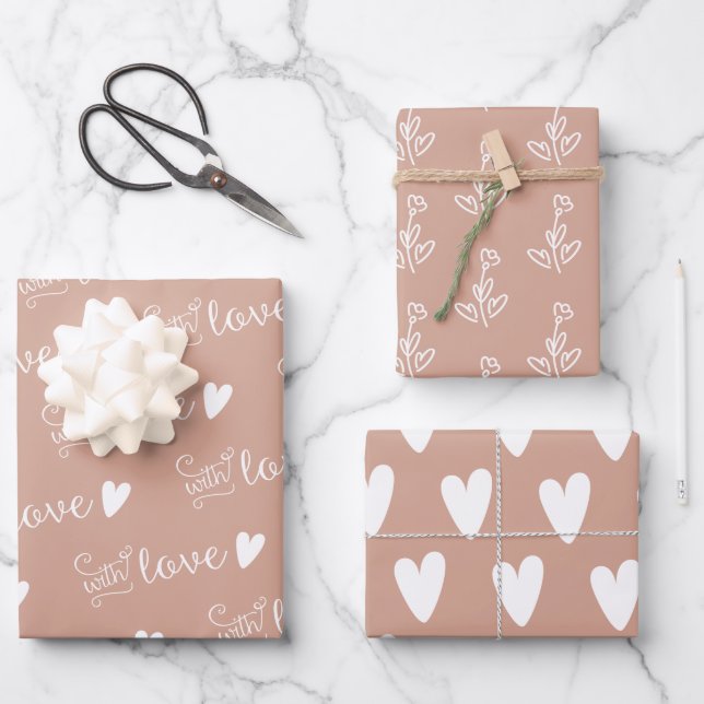 Dusty Pink Beige Gemustert Geschenkpapier Set (Vorderseite)