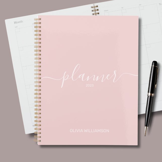 Dusty Pink Beruflich Business Planer (Pale pink personalized planner.  Customize with your on name and year.)