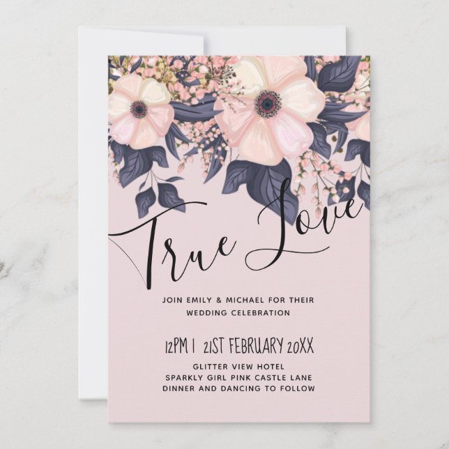 Dusty Pink Blue Floral Wedding Budget (Vorderseite)