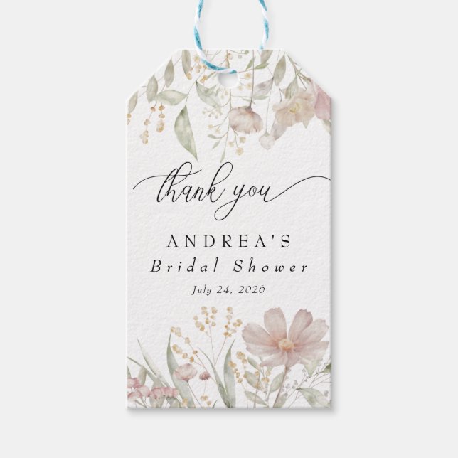 Dusty Pink Blume | Brautparty Aquarell Geschenkanhänger (Vorderseite)