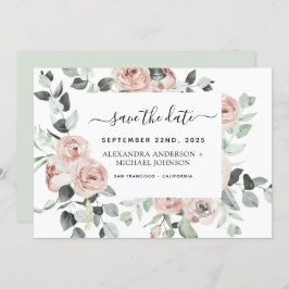 Dusty Pink Blumengrün Save the Date Invitati Einladung