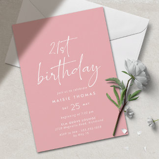 Dusty Pink Blush | Einfache Niedliche Girly 21. Ge Einladung