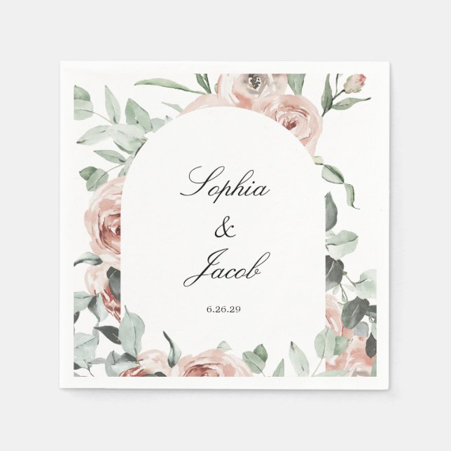 Dusty Pink Blush Eukalyptus Wedding Napkins Serviette (Vorderseite)