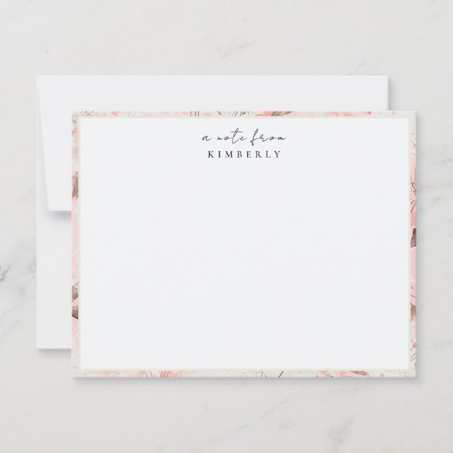 Dusty Pink Blush Personalisiert Stationierung No Mitteilungskarte (Vorderseite)