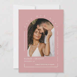 Dusty Pink Boho Arch Foto QR Code Gerettet Unser D Einladung