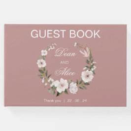 Dusty Pink Boho Blumenfarben Pastel Hochzeit Gästebuch