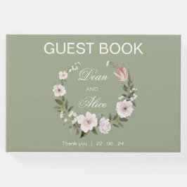 Dusty Pink Boho Blumenfarben Pastel Hochzeit Gästebuch