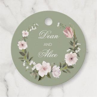 Dusty Pink Boho Blumenfarben Pastel Hochzeit Geschenkanhänger