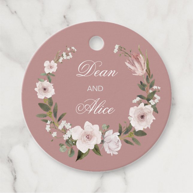Dusty Pink Boho Blumenfarben Pastel Hochzeit Geschenkanhänger (Vorderseite)