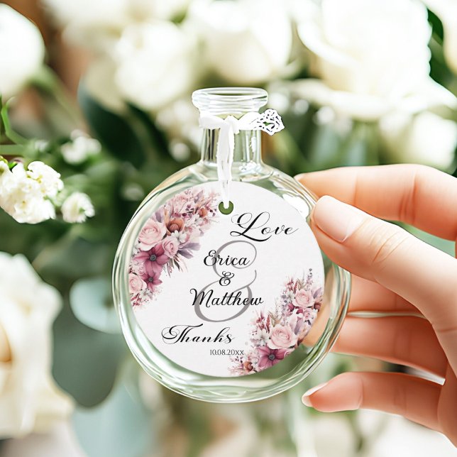 Dusty Pink Boho Floral Modern Script Wedding Geschenkanhänger (Von Creator hochgeladen)