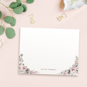 Dusty pink boho floral personalisiert Stationery Mitteilungskarte