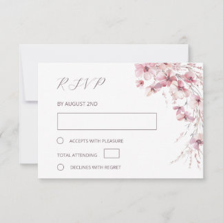 Dusty Pink Boho Floral Wedding RSVP Karte