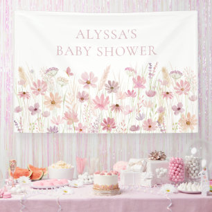 Dusty Pink Boho Wildblumen Babydusche Banner