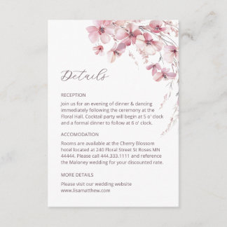 Dusty Pink Boho Wildflowers Details Enclosure Card Begleitkarte