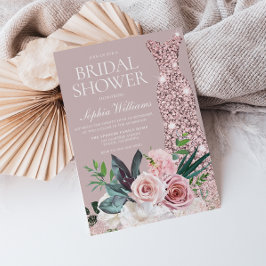 Dusty Pink Botanical Floral Blush Brautparty Einladung