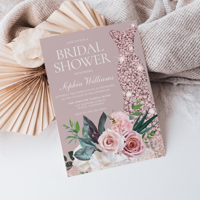 Dusty Pink Botanical Floral Blush Brautparty Einladung (Von Creator hochgeladen)