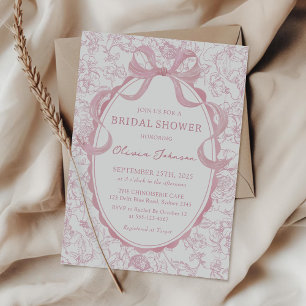 Dusty Pink Bow Chinoiserie Brautparty Einladung