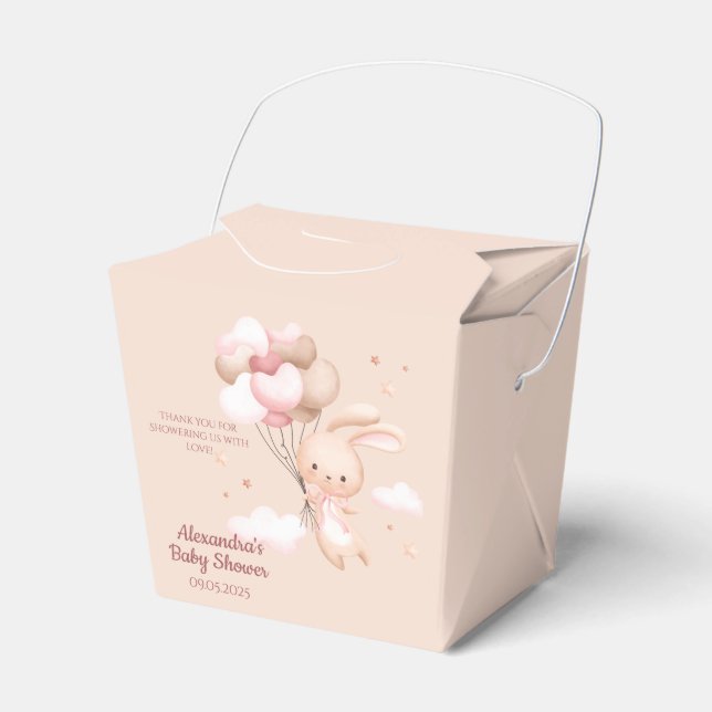 Dusty Pink Bunny Rabbit Baby Dusche Geschenkschachtel (Vorderseite)