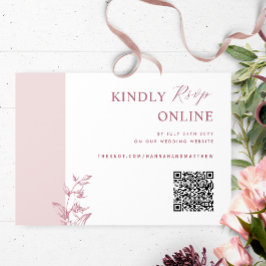 Dusty Pink, Burgund Elegant QR Code UAWG Wedding Begleitkarte
