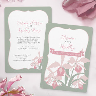 Dusty pink Cattleya orchid wedding modern floral Einladung