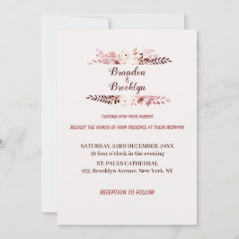 Dusty pink Champagne Floral Wedding Einladung