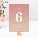 Dusty Pink & Champagne Ombre Mit Monogramm Wedding Tischnummer<br><div class="desc">Dusty Pink & Champagne Ombre Mit Monogramm Hochzeitsempfehlung Abendessen Tischnummern. Diese moderne schicke Tafelkarte ist klassisch und elegant mit einem subtilen Farbverlauf und einem hübschen Schriftart mit Schwänzen für die Schriftzeichen-Kalligraphie. Im neuen Farbraum gezeigt. Erhältlich in mehreren Farboptionen, oder fühlen Sie sich frei, die Farben aus dem Editor zu bearbeiten...</div>