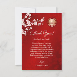 Dusty Pink Cherry Blossom Chinesische Hochzeit Dankeskarte